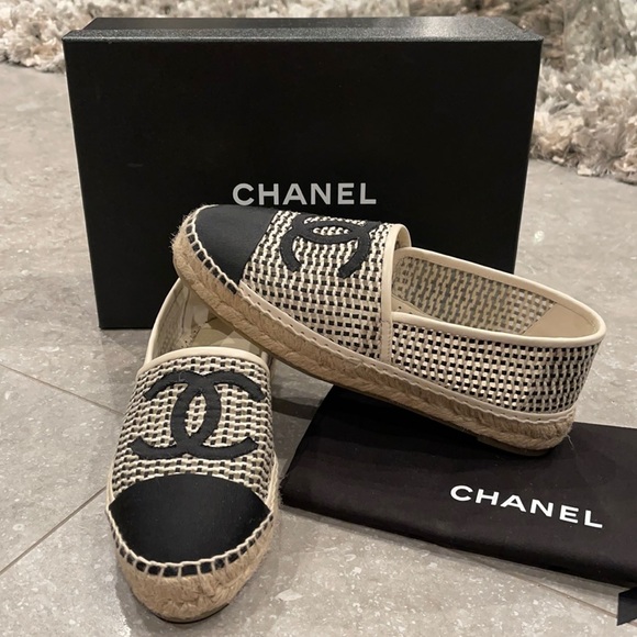 chanel espadrilles mesh and grosgrain